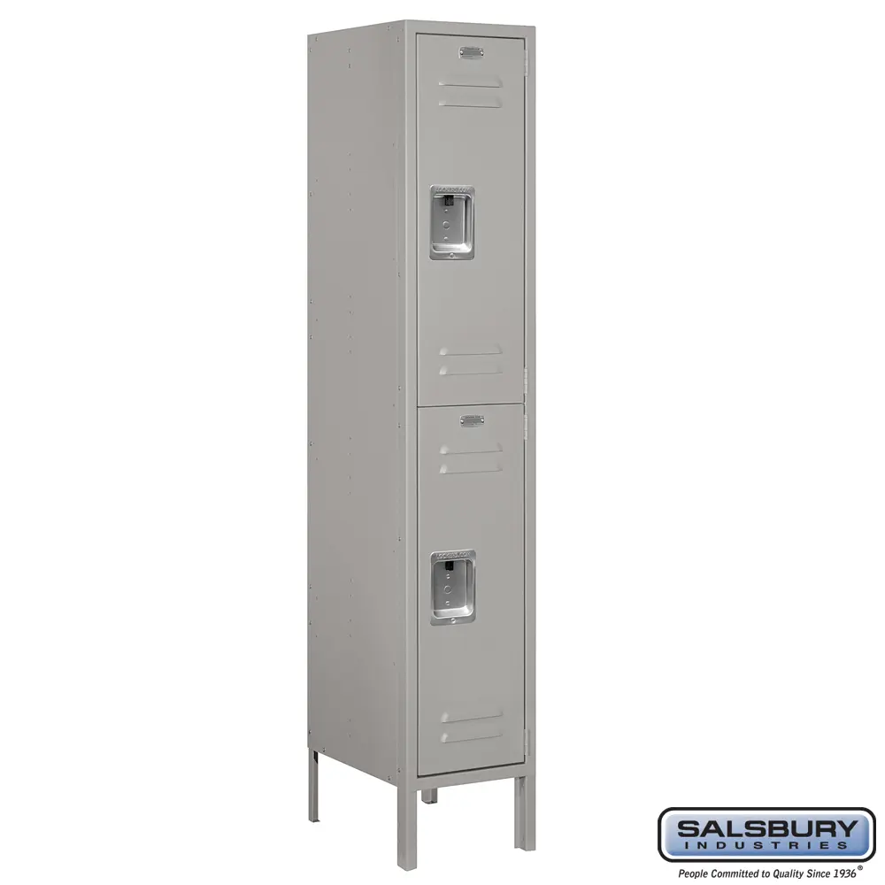 Standard Metal Locker - Double Tier - 1 Wide - 5 Feet High - 15 Inches Deep