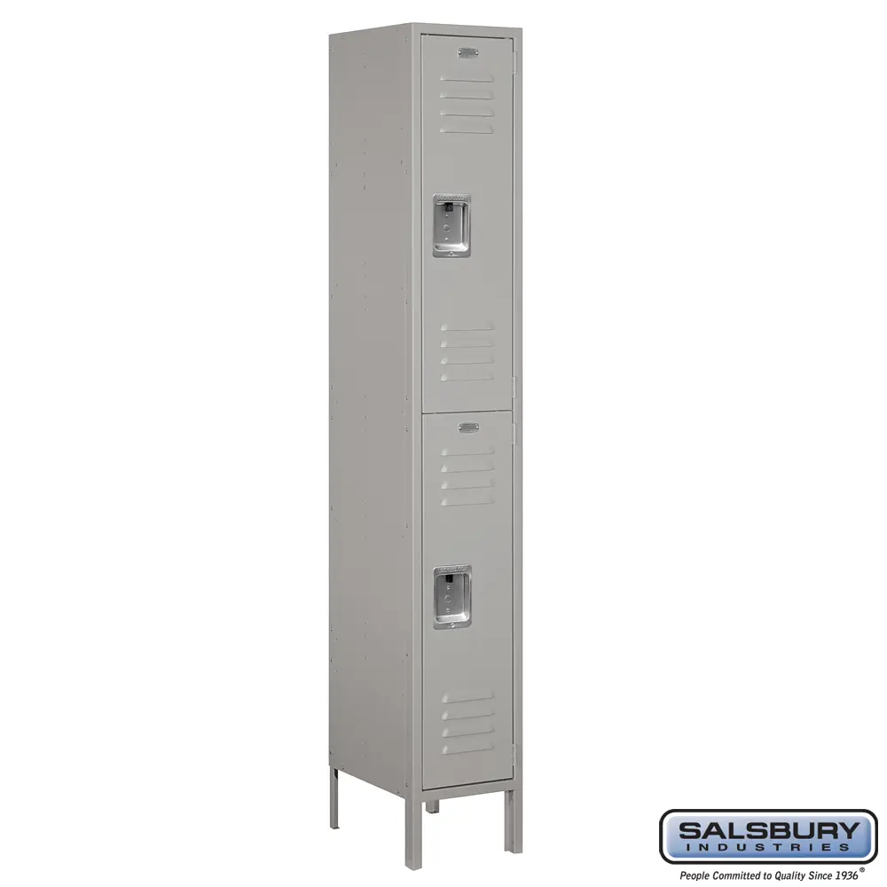 Standard Metal Locker - Double Tier - 1 Wide - 6 Feet High - 15 Inches Deep