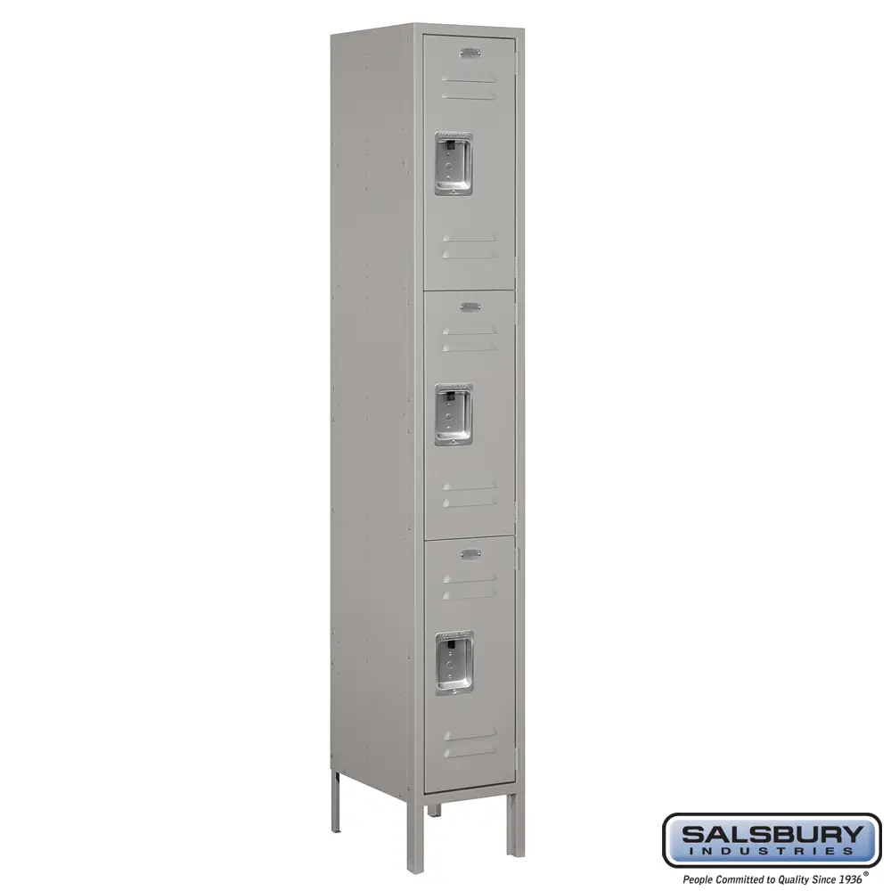 Standard Metal Locker - Triple Tier - 1 Wide - 6 Feet High - 15 Inches Deep