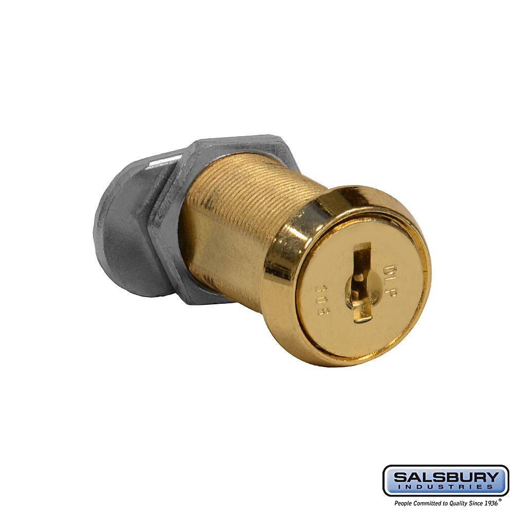 Replacement Lock - Gold Finish Cylinder - for Solid Oak Executive Wood Locker Door - with (2) keys