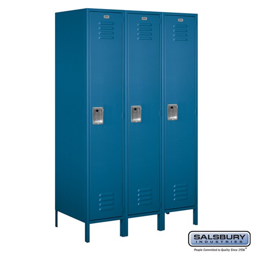 18" Wide Single Tier Standard Metal Locker - 3 Wide - 6 Feet High - 21 Inches Deep