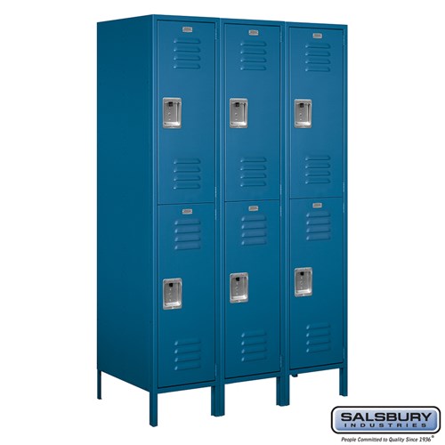 18" Wide Double Tier Standard Metal Locker - 3 Wide - 6 Feet High - 21 Inches Deep
