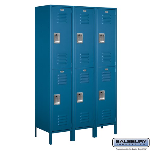 18" Wide Double Tier Standard Metal Locker - 3 Wide - 6 Feet High - 18 Inches Deep