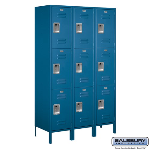 18" Wide Triple Tier Standard Metal Locker - 3 Wide - 6 Feet High - 18 Inches Deep
