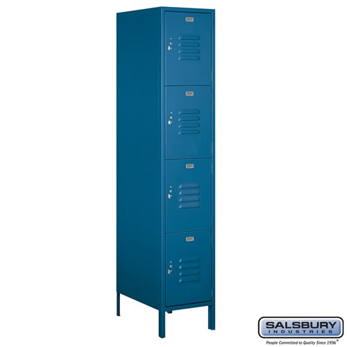 18" Wide Four Tier Standard Metal Locker - 1 Wide - 6 Feet High - 21 Inches Deep