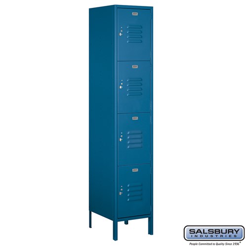 18" Wide Four Tier Standard Metal Locker - 1 Wide - 6 Feet High - 18 Inches Deep