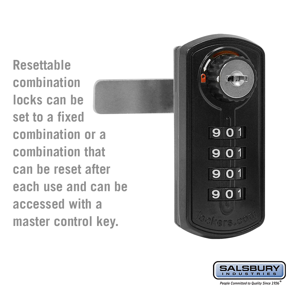 Resettable Combination Lock - for Designer Wood Locker Door - Choose Color