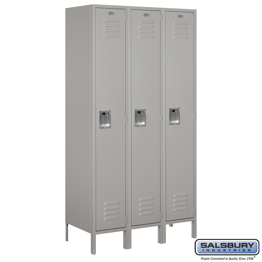Extra Wide Standard Metal Locker - Single Tier - 3 Wide - 6 Feet High - 18 Inches Deep - Choose Color