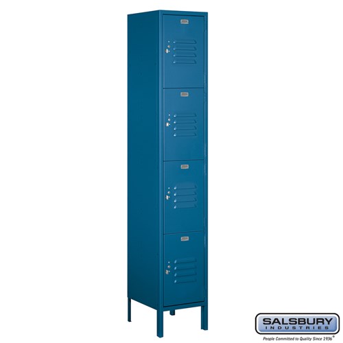 15" Wide Four Tier Standard Metal Locker - 1 Wide - 6 Feet High - 15 Inches Deep