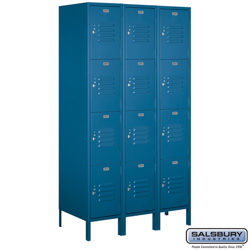15" Wide Four Tier Standard Metal Locker - 3 Wide - 6 Feet High - 18 Inches Deep