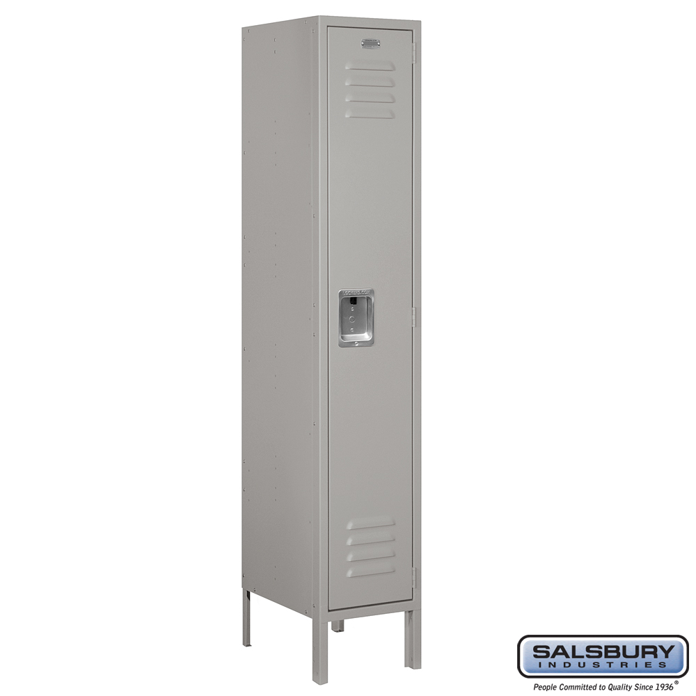 Standard Metal Locker - Single Tier - 1 Wide - 5 Feet High - 15 Inches Deep