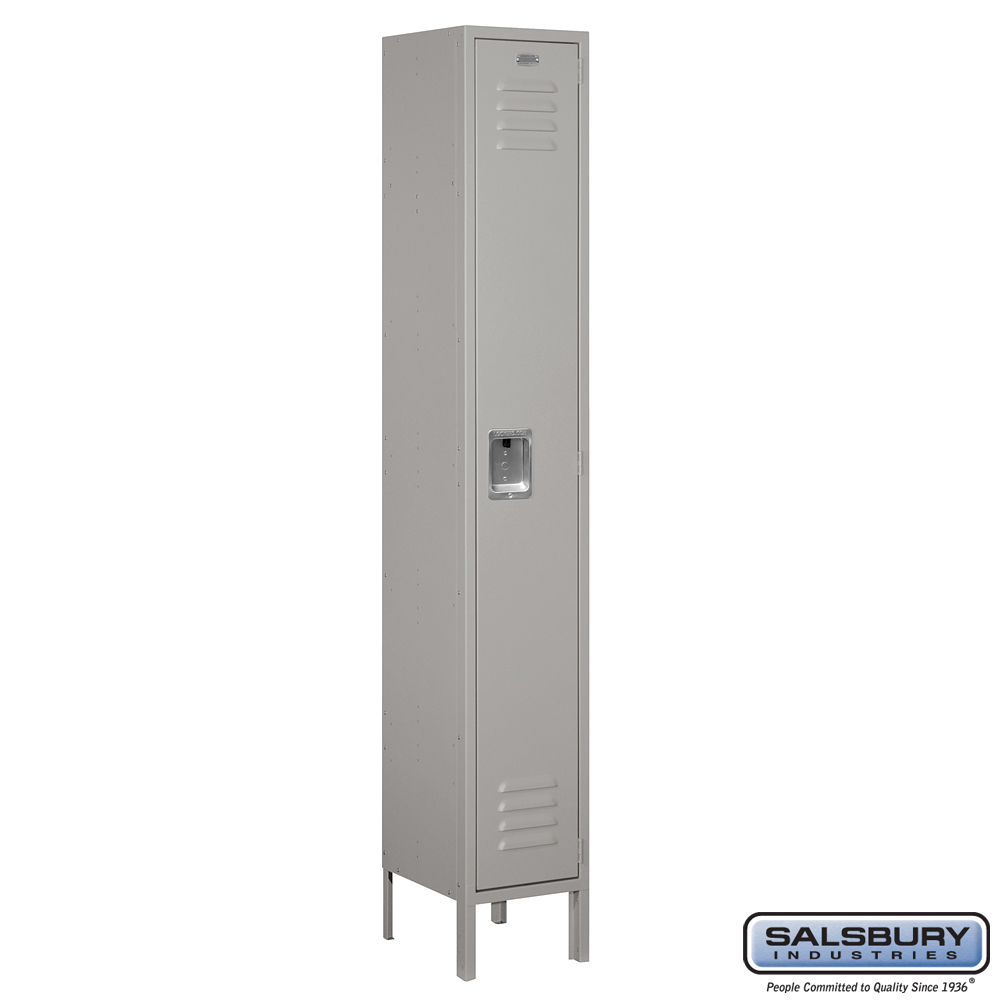 Standard Metal Locker - Single Tier - 1 Wide - 6 Feet High - 12 Inches Deep