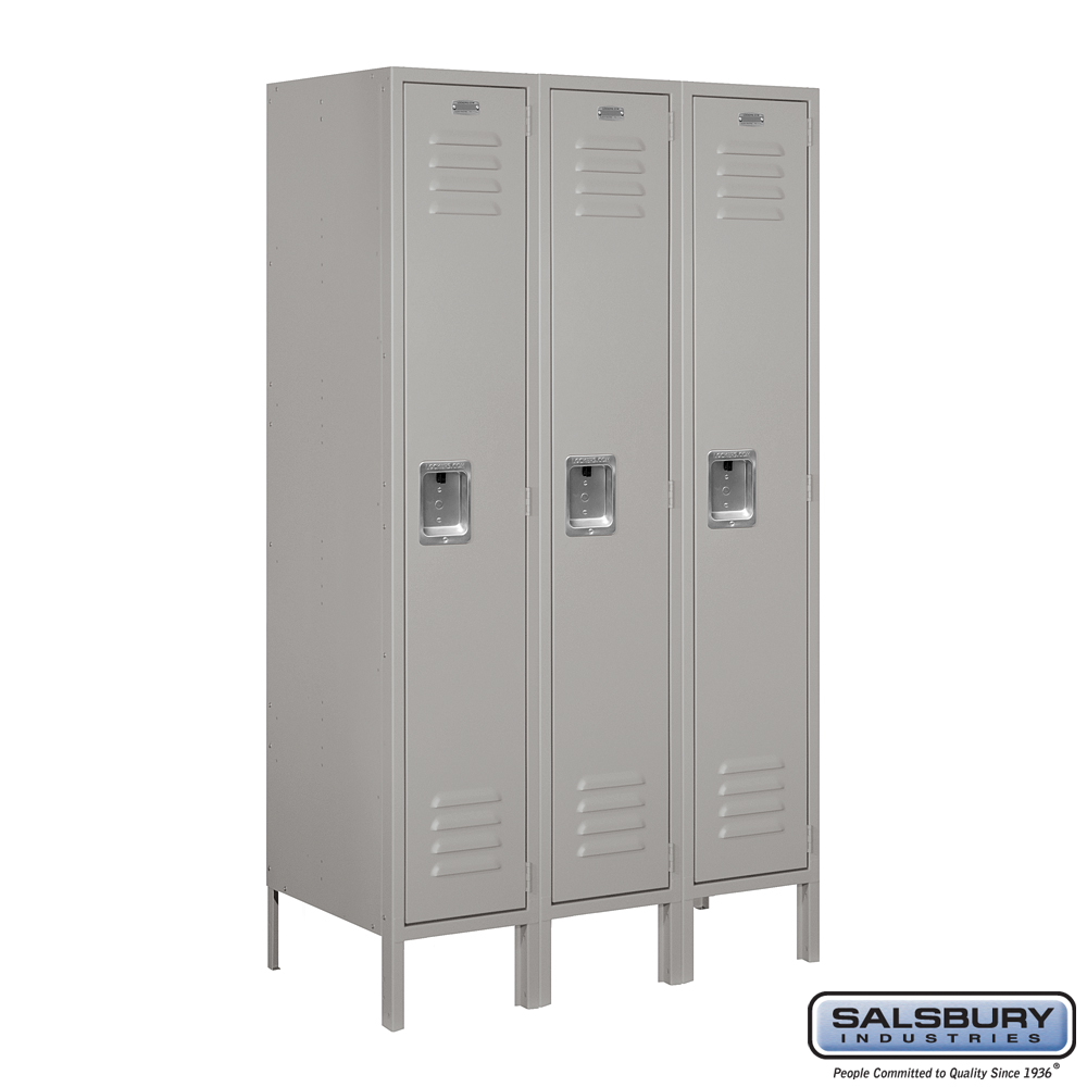 Standard Metal Locker - Single Tier - 3 Wide - 5 Feet High - 18 Inches Deep