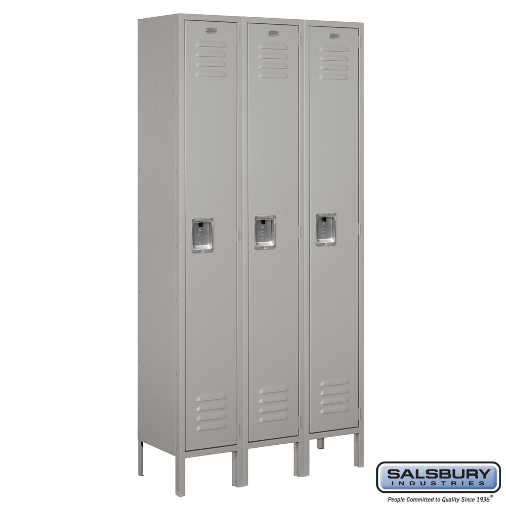 Standard Metal Locker - Single Tier - 3 Wide - 6 Feet High - 12 Inches Deep