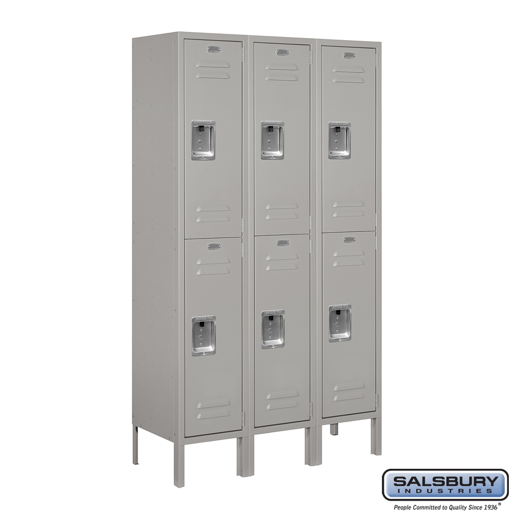 Standard Metal Locker - Double Tier - 3 Wide - 5 Feet High - 12 Inches Deep