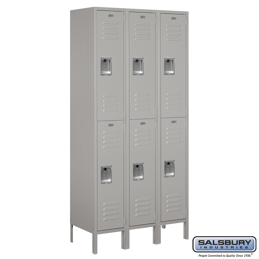 Standard Metal Locker - Double Tier - 3 Wide - 6 Feet High - 15 Inches Deep