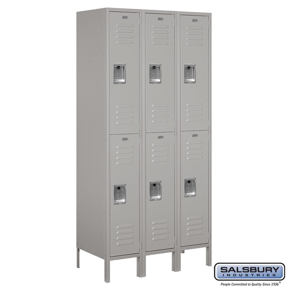 Standard Metal Locker - Double Tier - 3 Wide - 6 Feet High - 18 Inches Deep