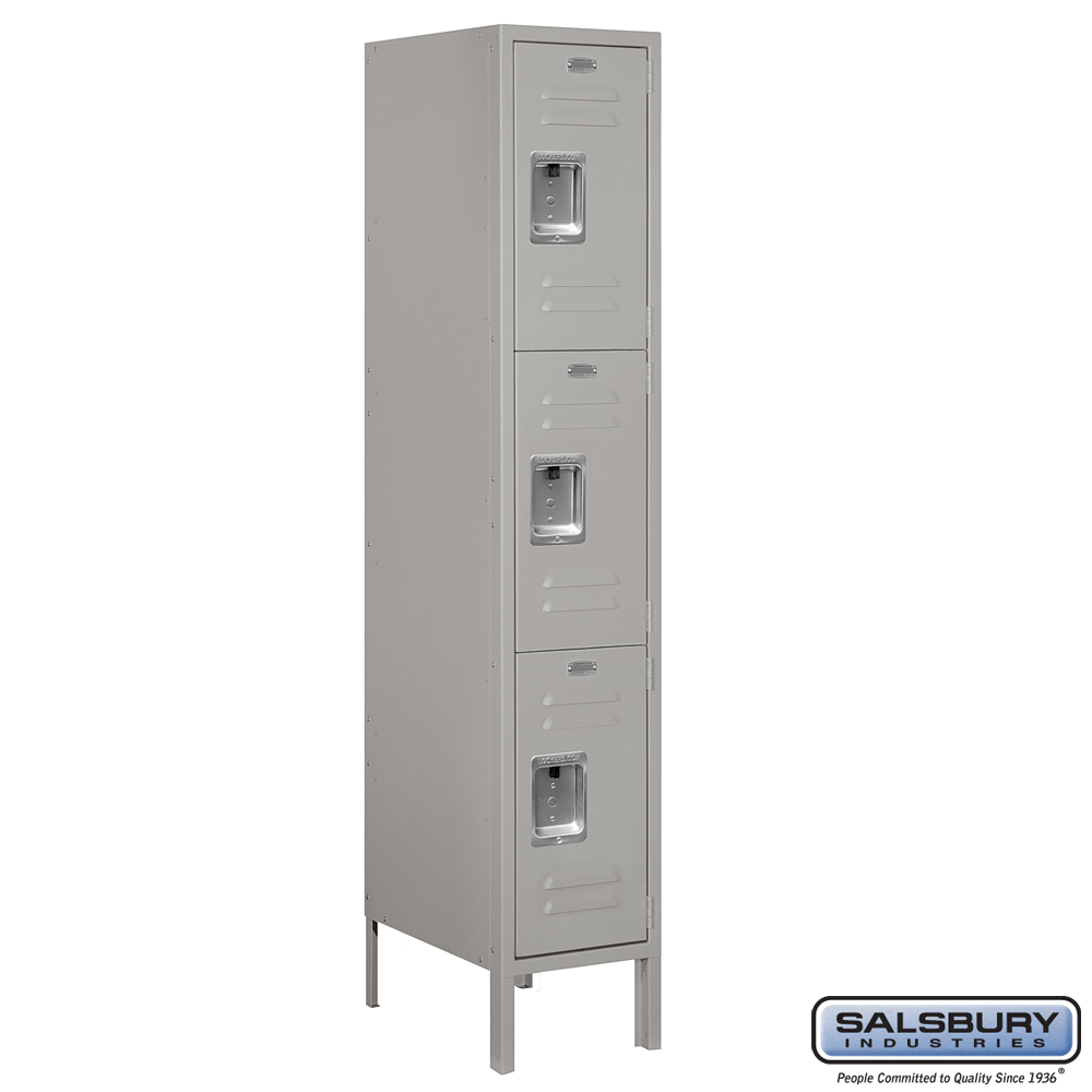 Standard Metal Locker - Triple Tier - 1 Wide - 5 Feet High - 18 Inches Deep