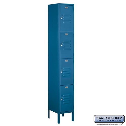 12" Wide Four Tier Standard Metal Locker - 1 Wide - 6 Feet High - 12 Inches Deep