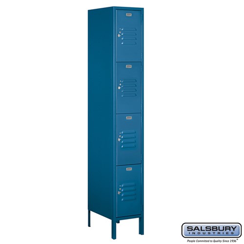 12" Wide Four Tier Standard Metal Locker - 1 Wide - 6 Feet High - 18 Inches Deep