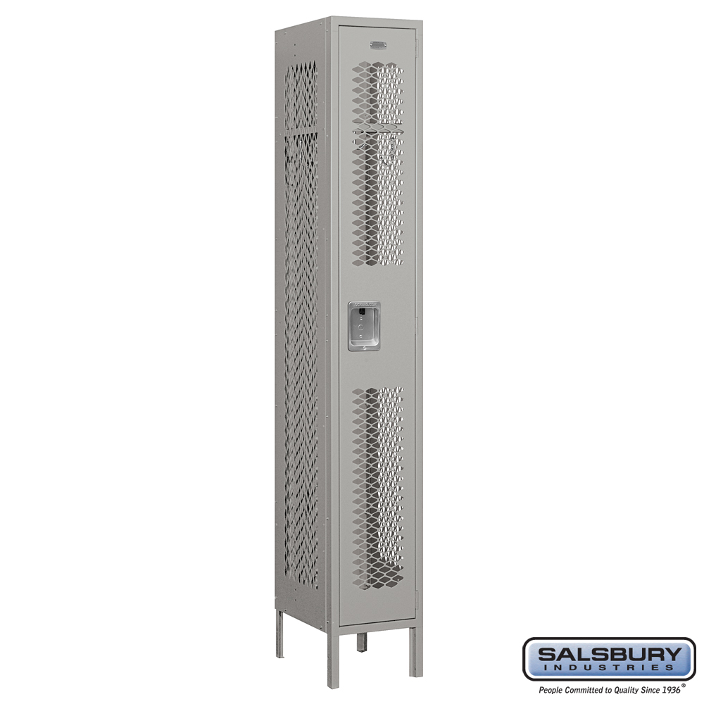 Vented Metal Locker - Single Tier - 1 Wide - 6 Feet High - 15 Inches Deep - Choose Color