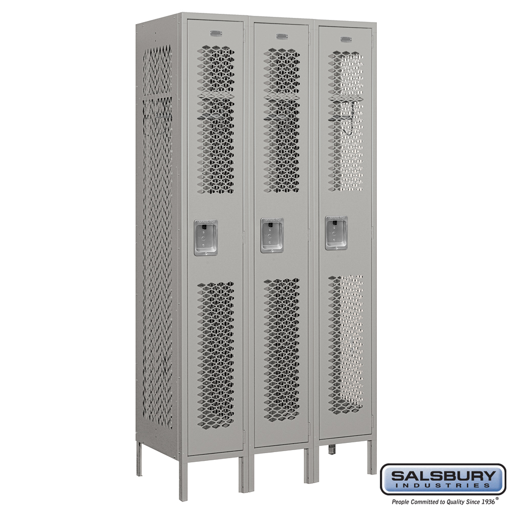 Vented Metal Locker - Single Tier - 3 Wide - 6 Feet High - 18 Inches Deep