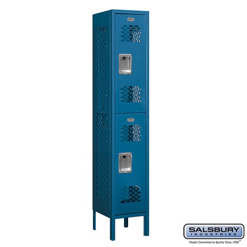 12" Wide Double Tier Vented Metal Locker - 1 Wide - 5 Feet High - 12 Inches Deep