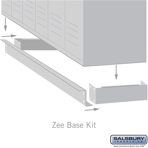 Zee Base Kit - 4 Inches High, 6 Foot Length - for 18 Inch Deep Metal Lockers (Includes 6 Foot Front Base, 2 End Bases, Corner Splicer and 4 Rear Legs)