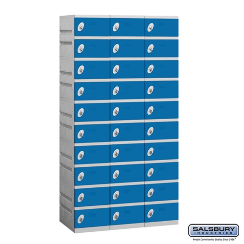 Plastic Locker - Ten Tier - 3 Wide - 73 Inches High - 18 Inches Deep