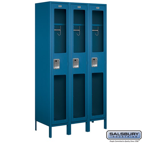 15" Wide Single Tier See-Through Metal Locker - 3 Wide - 6 Feet High - 18 Inches Deep