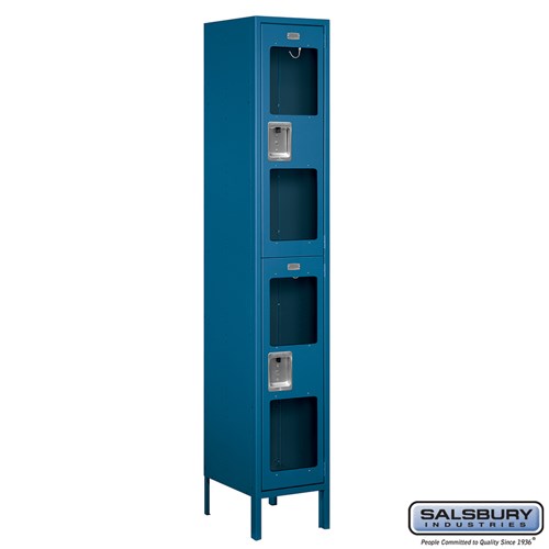 15" Wide Double Tier See-Through Metal Locker - 1 Wide - 6 Feet High - 15 Inches Deep