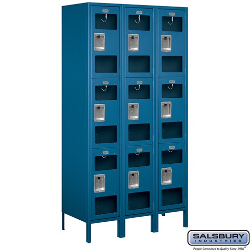 15" Wide Triple Tier See-Through Metal Locker - 3 Wide - 6 Feet High - 18 Inches Deep
