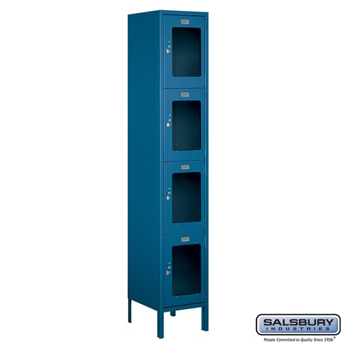 15" Wide Four Tier See-Through Metal Locker - 1 Wide - 6 Feet High - 15 Inches Deep