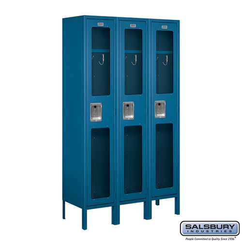12" Wide Single Tier See-Through Metal Locker - 3 Wide - 5 Feet High - 12 Inches Deep