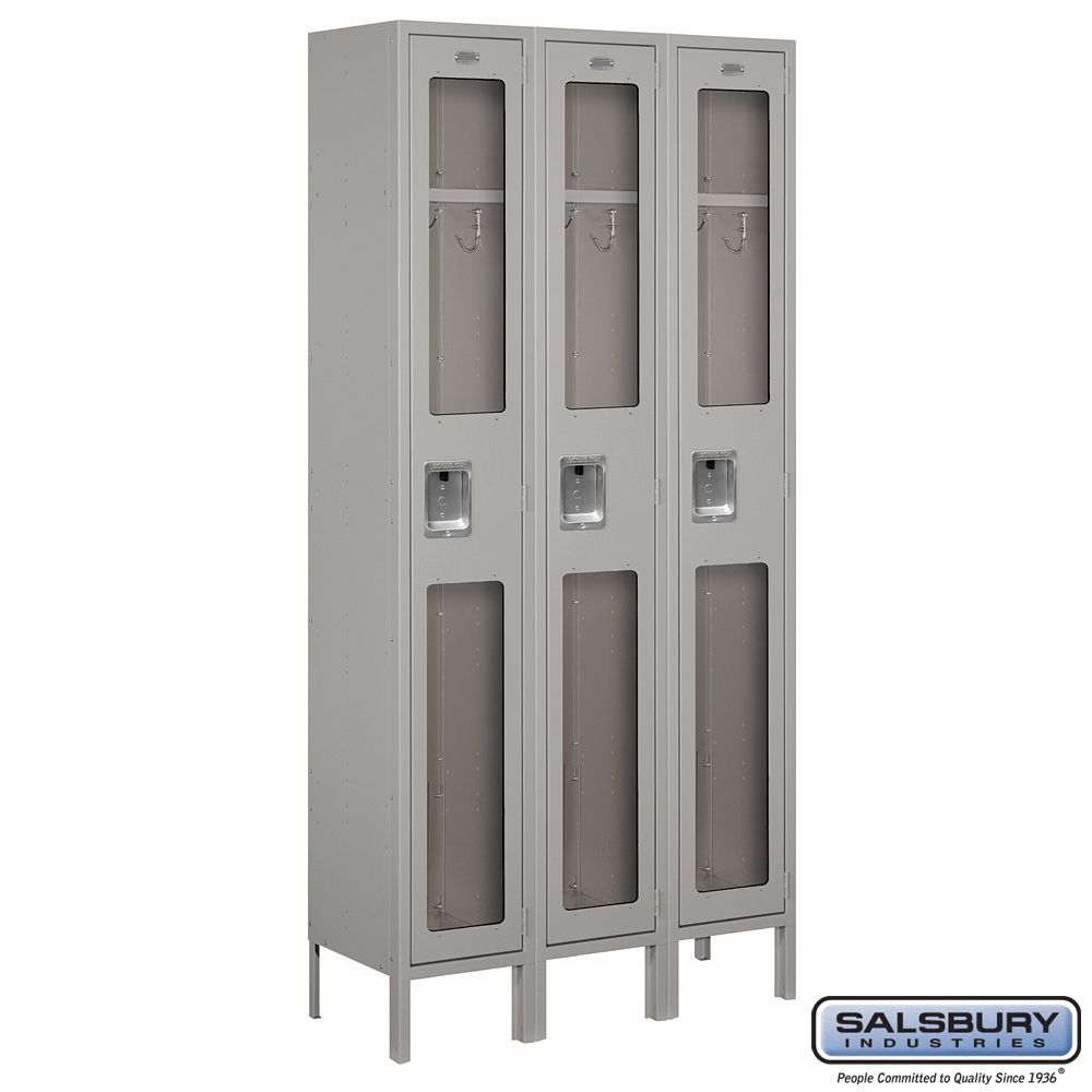 See-Through Metal Locker - Single Tier - 3 Wide - 6 Feet High - 12 Inches Deep