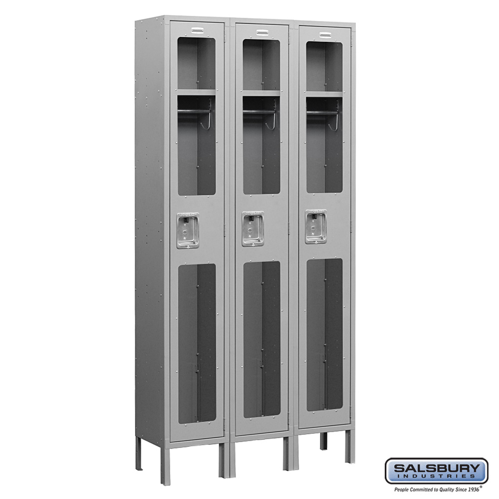 See-Through Metal Locker - Single Tier - 3 Wide - 6 Feet High - 18 Inches Deep - Choose Color