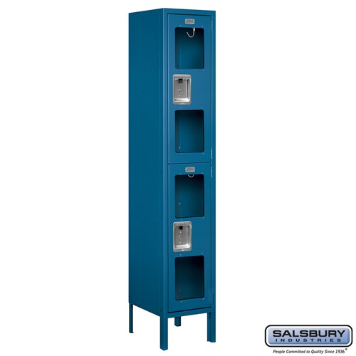 12" Wide Double Tier See-Through Metal Locker - 1 Wide - 5 Feet High - 12 Inches Deep