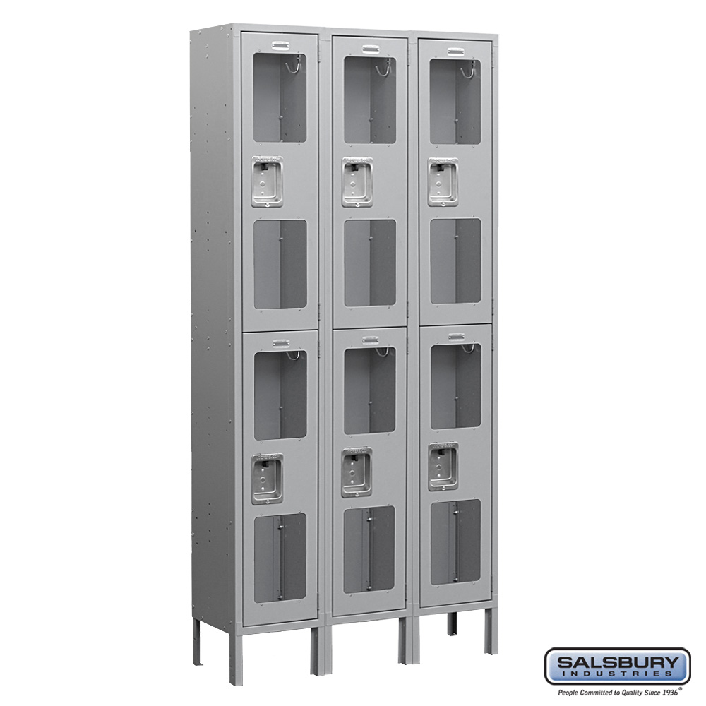 See-Through Metal Locker - Double Tier - 3 Wide - 6 Feet High - 18 Inches Deep