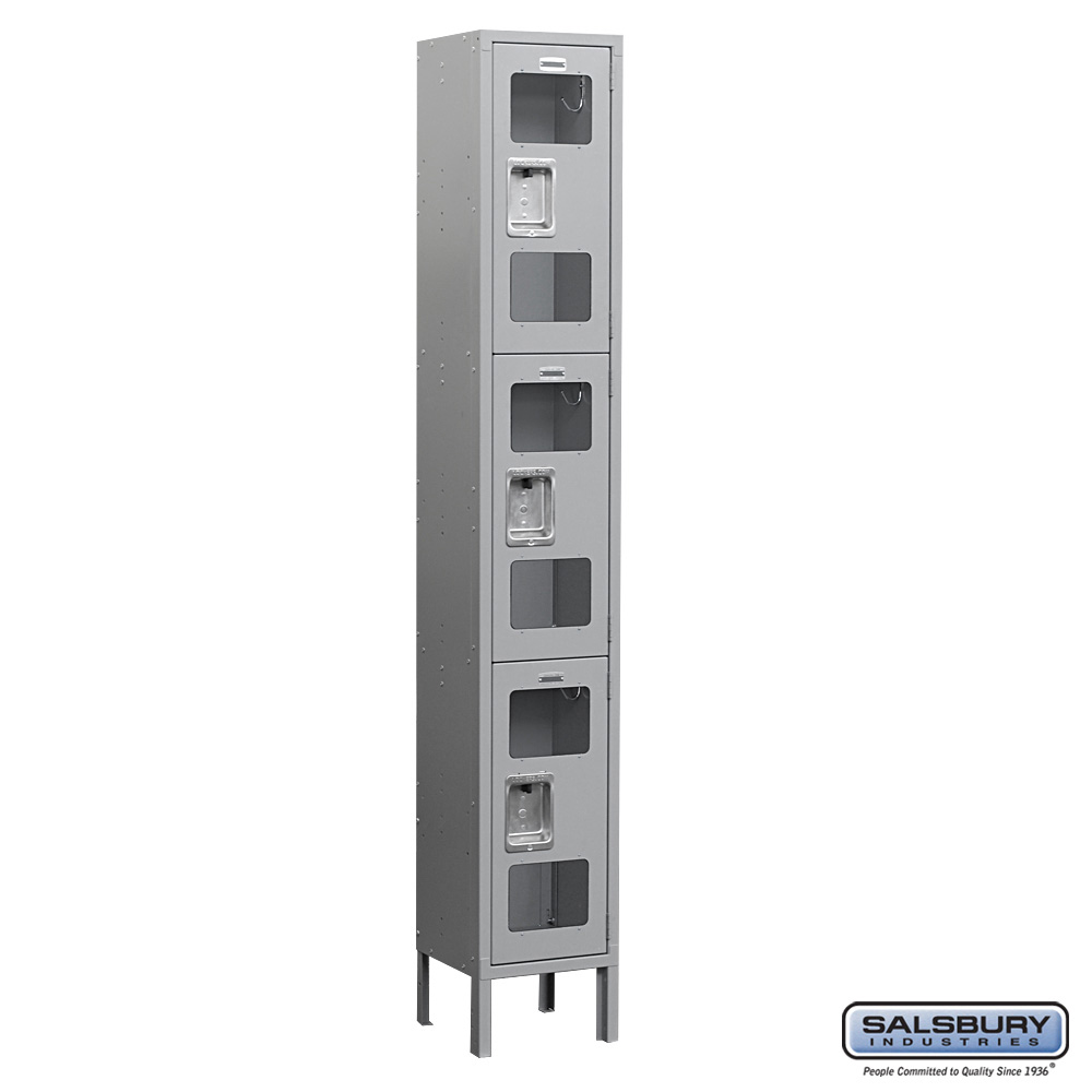See-Through Metal Locker - Triple Tier - 1 Wide - 6 Feet High - 12 Inches Deep