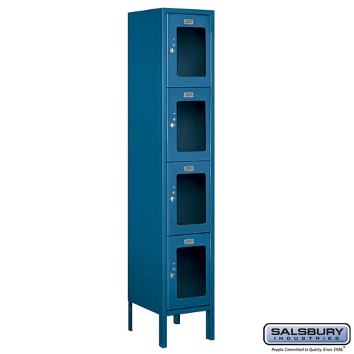 12" Wide Four Tier See-Through Metal Locker - 1 Wide - 5 Feet High - 12 Inches Deep