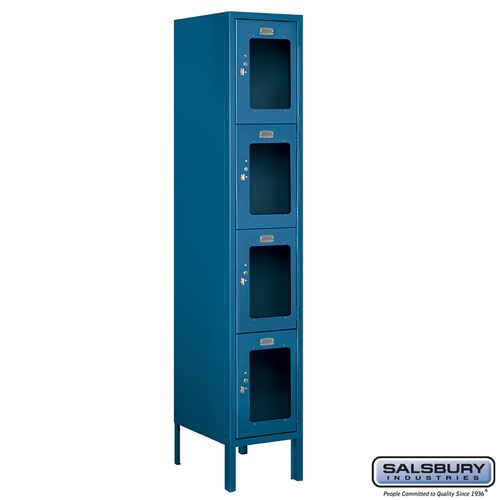 12" Wide Four Tier See-Through Metal Locker - 1 Wide - 5 Feet High - 15 Inches Deep