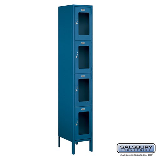 12" Wide Four Tier See-Through Metal Locker - 1 Wide - 6 Feet High - 15 Inches Deep