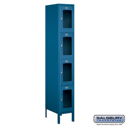 12" Wide Four Tier See-Through Metal Locker - 1 Wide - 6 Feet High - 18 Inches Deep