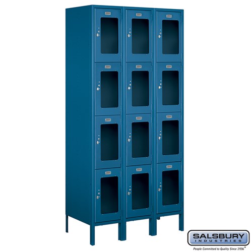 12" Wide Four Tier See-Through Metal Locker - 3 Wide - 6 Feet High - 18 Inches Deep