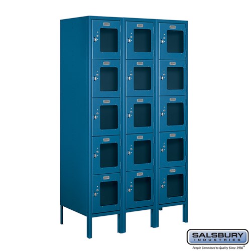 12" Wide Five Tier Box Style See-Through Metal Locker - 3 Wide - 5 Feet High - 18 Inches Deep