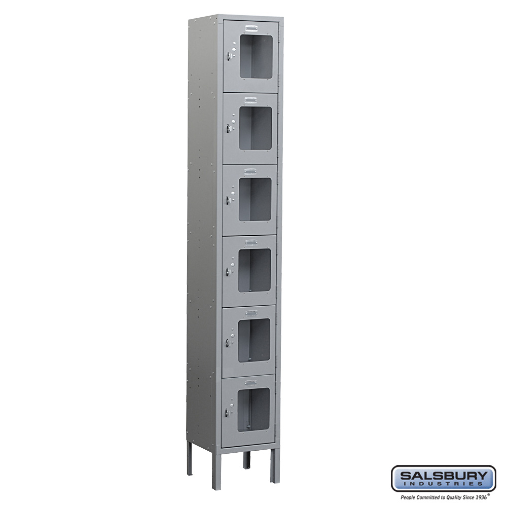 See-Through Metal Locker - Six Tier Box Style - 1 Wide - 6 Feet High - 12 Inches Deep