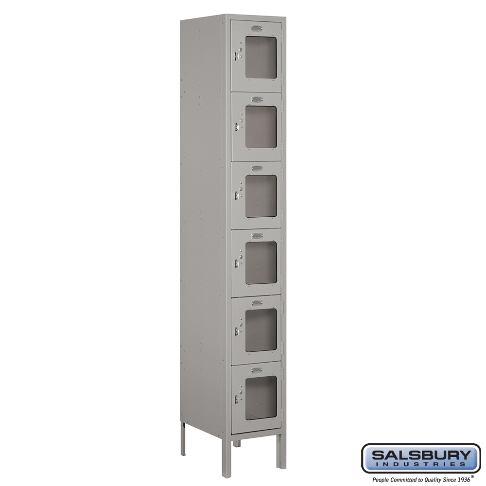 See-Through Metal Locker - Six Tier Box Style - 1 Wide - 6 Feet High - 15 Inches Deep